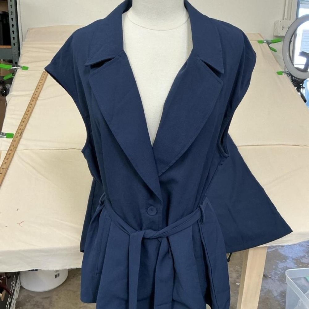 Women's Navy Blue Belted Workwear Matching Set Size Large NWT